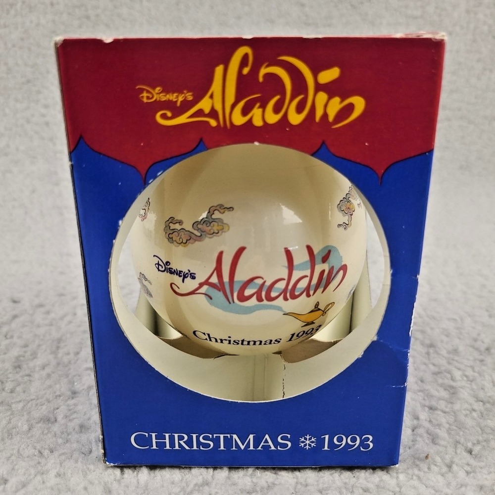Vtg Schmid 1993 Aladdin Disney Glass Christmas Ball Ornament Jasmine Carpet Ride